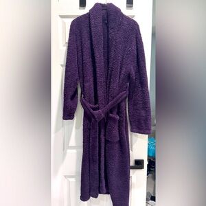 Barefoot Dreams CozyChic Adult Robe in dark eggplant purple.